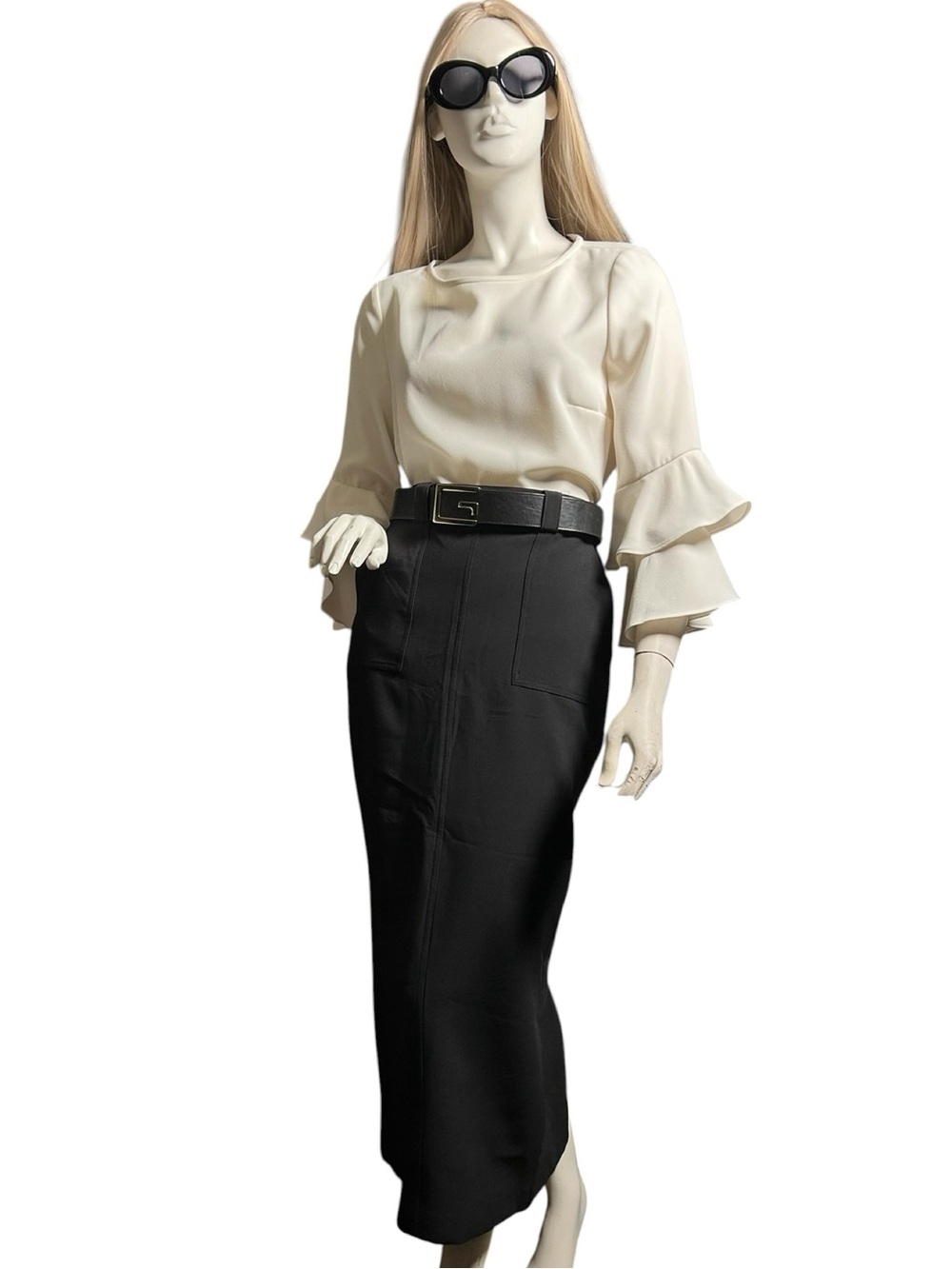 Joie Black High Waisted Pencil Skirt Utility Midi Workwear Size 2